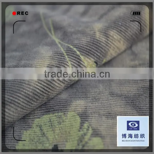 100% cotton wide wale corduroy print fabric manufacter