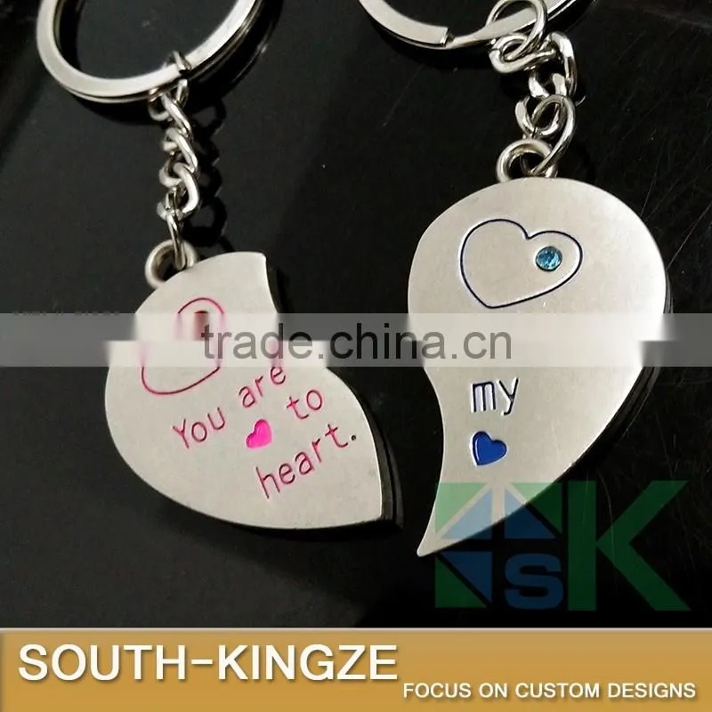 Girl Boy Alluminum Alloy Half Hearts Keychain
