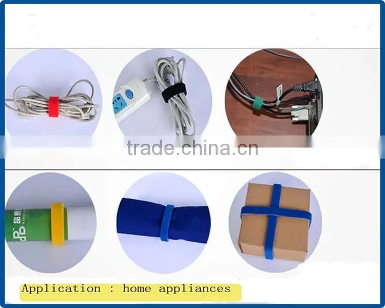 China adjustable colourful double sided reusable hook and loop cable tie