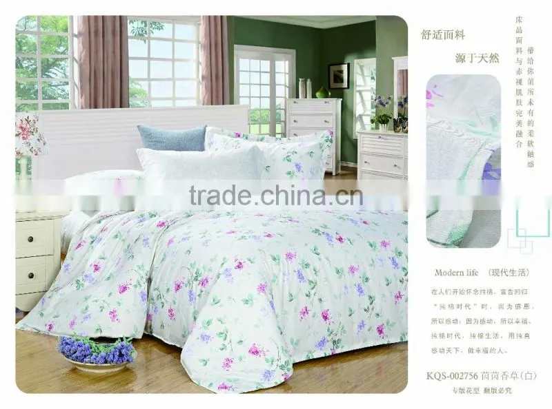 Wholesale Hotel cotton 200TC printing Bedsheet Set for family inn