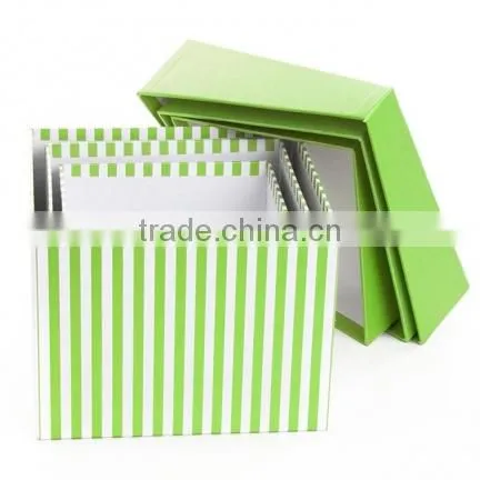Decor Dropshipping Custom Printed Paper Gift Packaging Box in Stock - Pink/Green Stripe Pack of 3pc