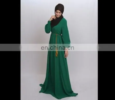 Muslim woman dress with belt high quality fashion muslim wear