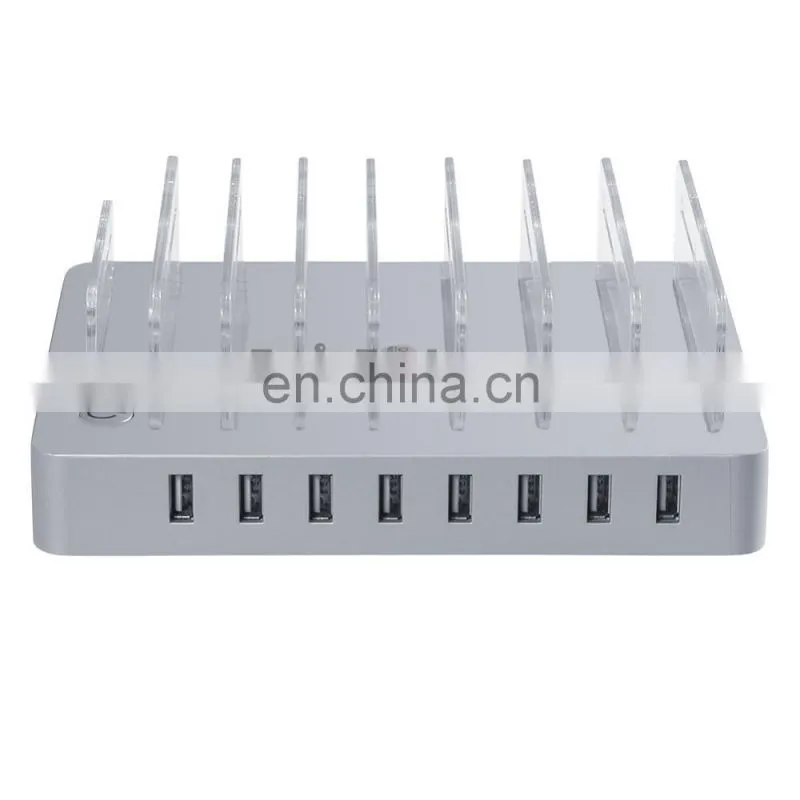 Custom EU US AU UK Plug 8 Ports 96W Multi-Function USB Charging Station Dock Charger with Stand for Mobile Phone Tablet PC