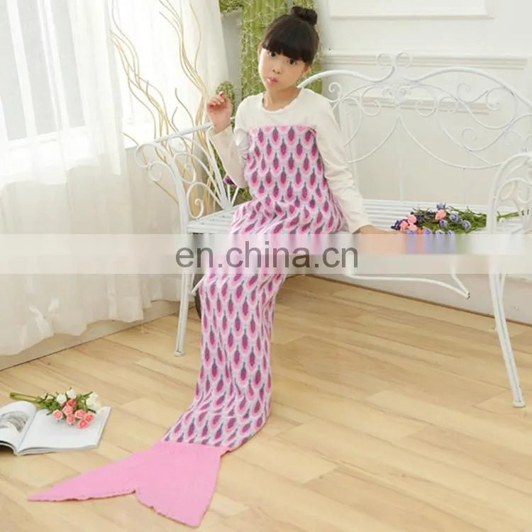 Fashion home blanket kid's warm mermaid tail blanket