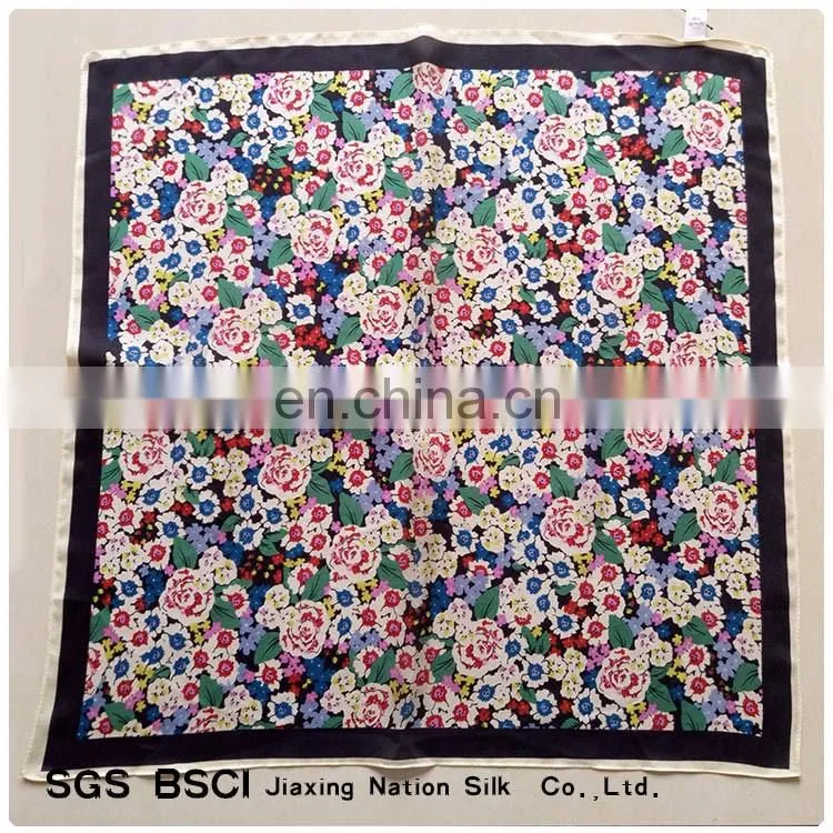 Silk small flowers printing scarf for girls