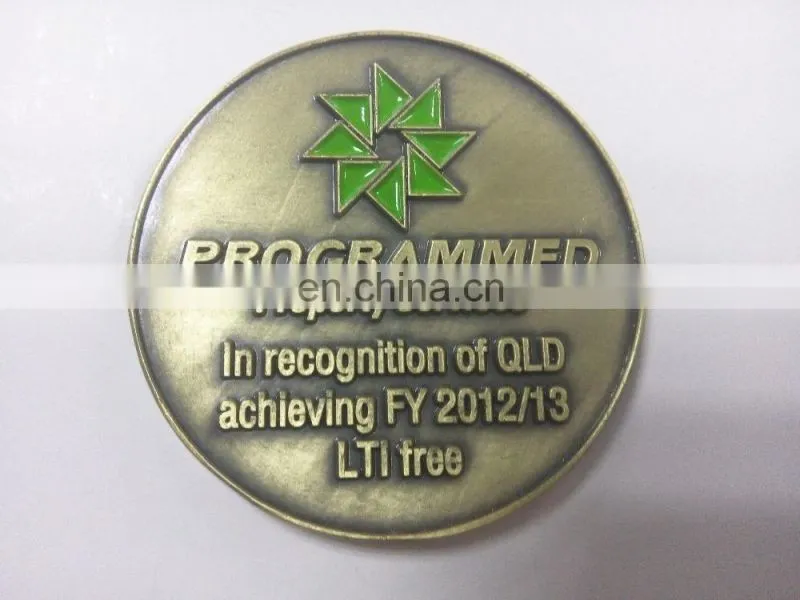 Commemorative zinc alloy casting coin antique brass custom design and logo coin with windmill pattern