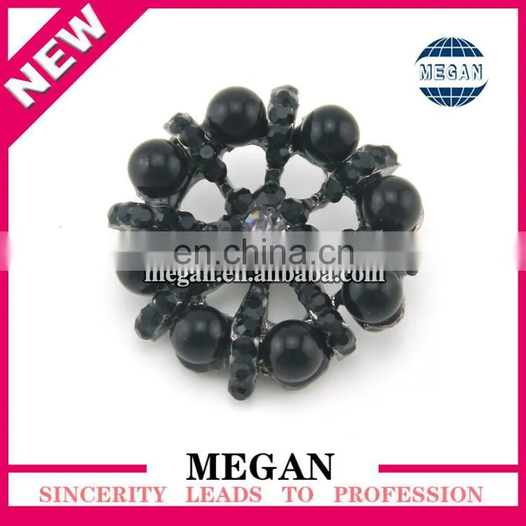 New product 2016 popular heart shape alloy pearl rhinestone button