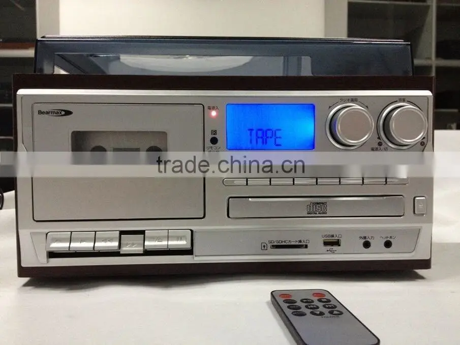 Hifi recordable turntable player with antique and radio and cassette encoding
