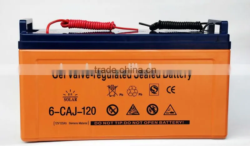 Rechargeable Gelled High Capacity Solar Battery, 120Ah 12V