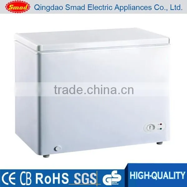 Portable top open solid door deep chest chiller freezer with wheels