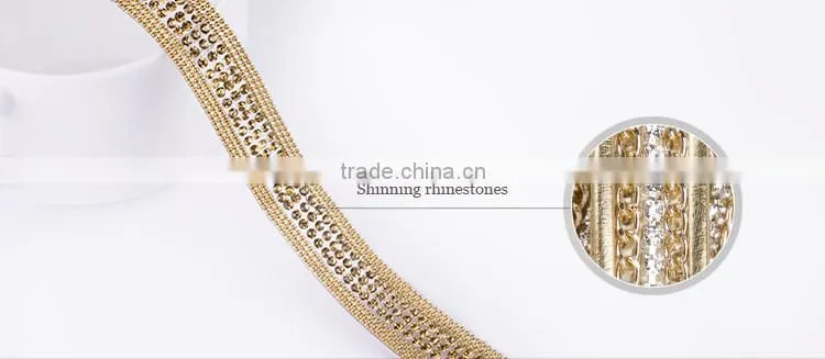 Hot Fix Crystal Fancy Stone Chain Trimming For Dresses Used Brass Cup Chain