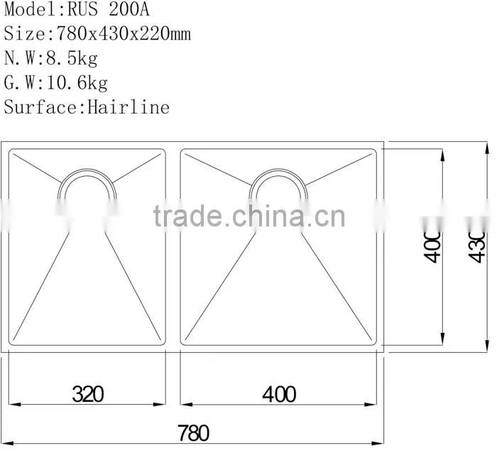 Customizable Double Bowl Kitchen Undermount Corner Sinks Stainless Steel Sink Wholesale With Drainboard