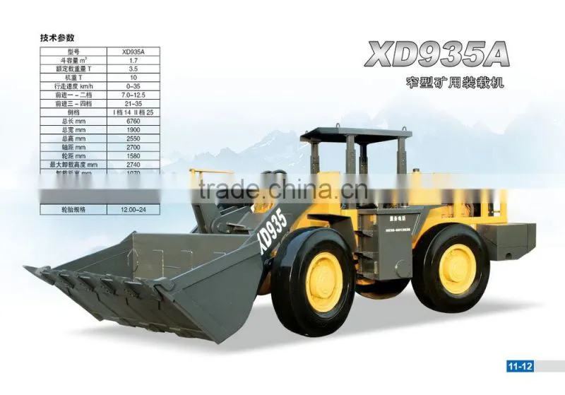 XD935 3Ton 1.7cbm underground mining loader(narrow type) scooptram tunnel loader with CE FOR SALE made in china alibaba express