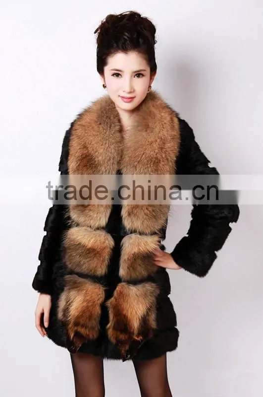 rabbit fur with raccoon fur collar