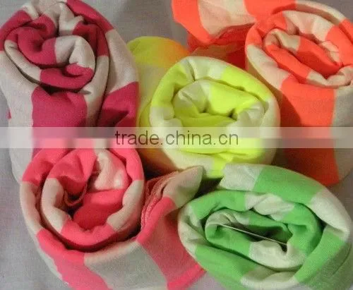 Wholesale Neon Striped Women Loop Infinity Circle Scarf