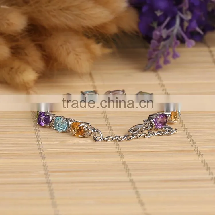 2015 china supplier fashion jewelry new product wholesale white plated natural color stone bracelets for women