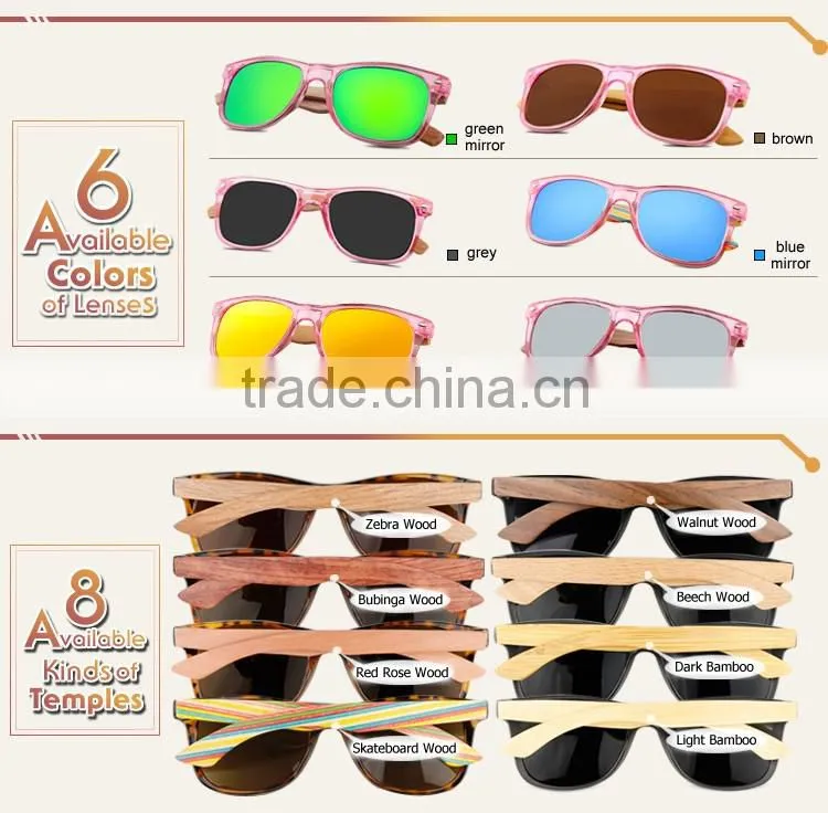 Custom polarized wooden sunglasses cheap wooden sunglasses mirror/revo lens