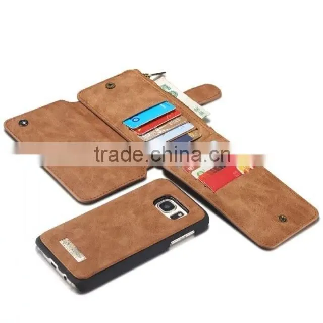 Caseme Card slot PU leather wallet case for S7 Zipper photo frame flip case for S7