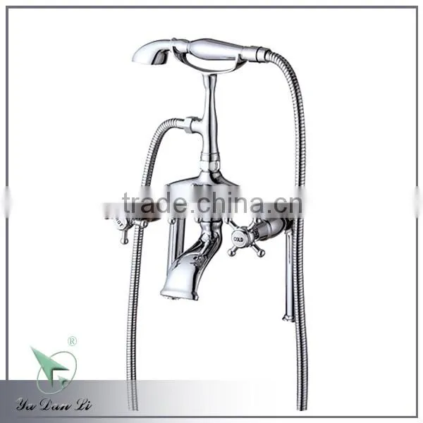 Chrome polished deck mounted double handle brass traditional tub faucet Y003