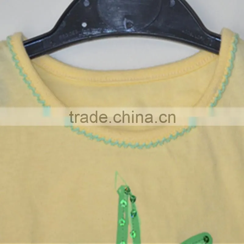 The little girl's dress clothing wholesale children's clothing fashion design/ Girls' yellow T-shirt