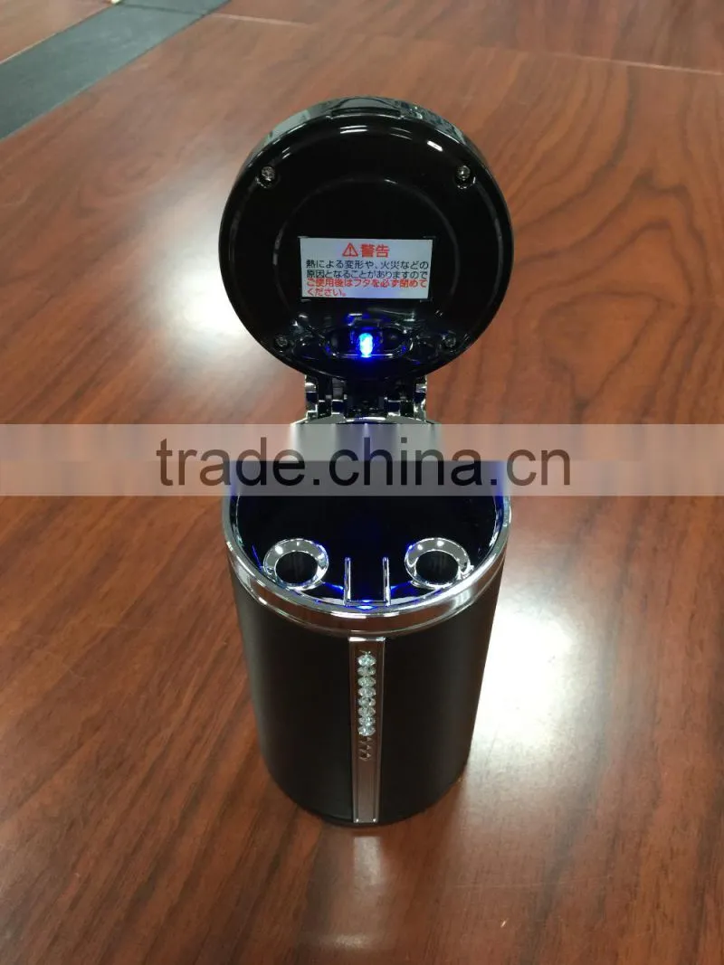 Car Accessories Portable Solar Ashtray with LED Light and Diamond