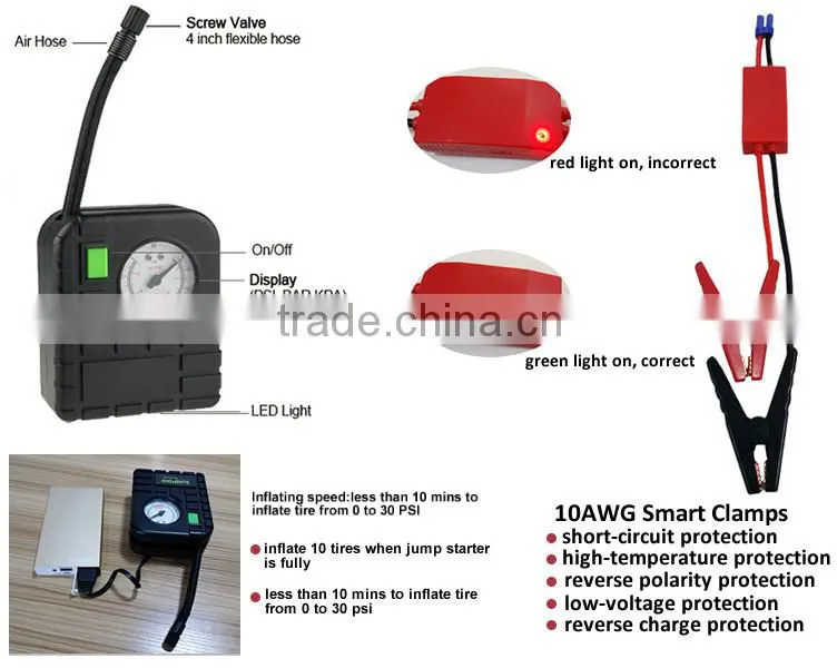 sunpow 2015 multi-function aluminium alloy power station 12V 8000mAH Portable Mini car jump starter