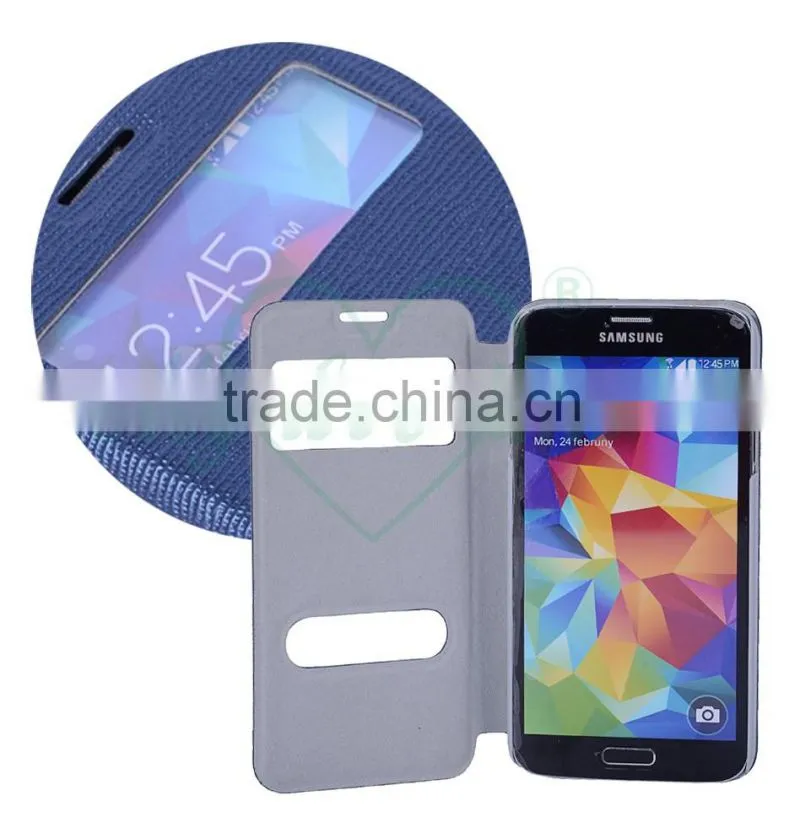 Newest Smart Phone Leather Wallet Case for Samsung Galaxy S5 with Special Ring