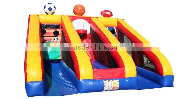 3 in 1 sports throw ball games,inflatable basketball n rugby ball n soccer pitch games