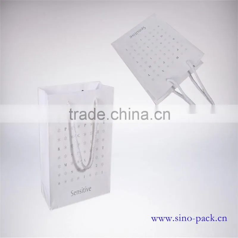Flat custom logo printed karft paper handle bags