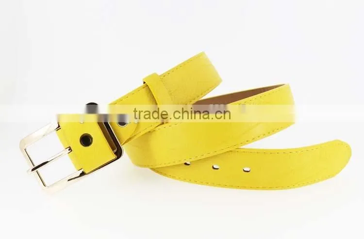Women's fashion Yellow PU leather belts for jeans with Alloy Buckles in YiWu Factory
