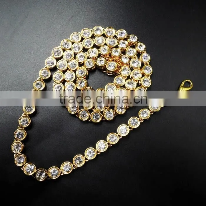 new 2 row hip hop fake crystal necklace