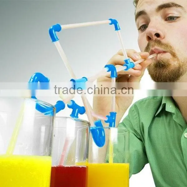 plastic DIY funny straw with connector for kids
