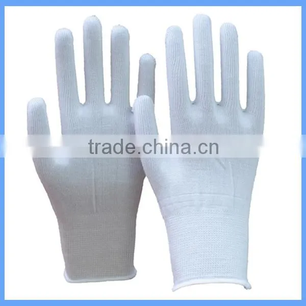 13 Gauge Seamless White Knitted Person Winter Nylon Glove