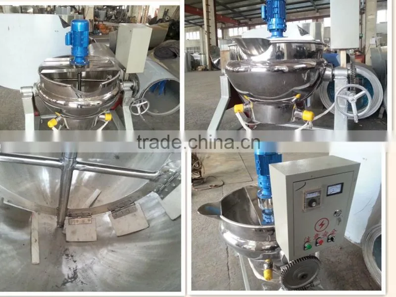 Industrial stainless steel steam jacketed kettle with agitator