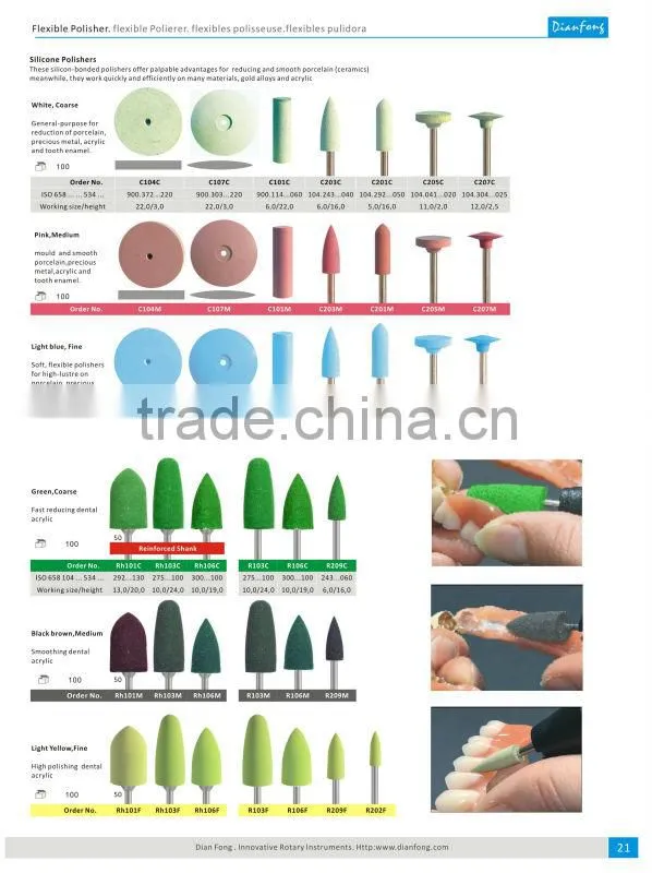 Rh101M 3/32" Reinforced HP Shank Bullet Shaped Black Brown Silicone Rubber Polishers Polishing Compounds