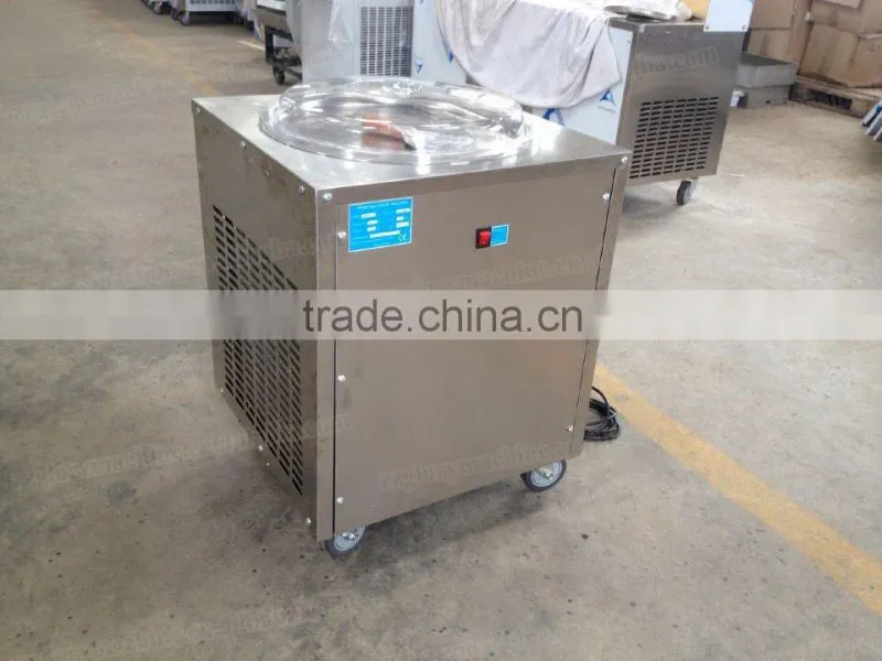 Professional single flat round ice pan stainless steel fried ice cream machine for commercial