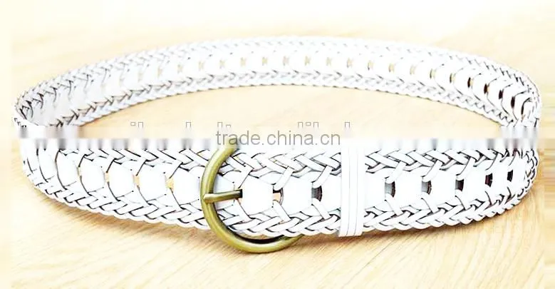 2015 Hot design lady belts Brown fashion braided leather belt