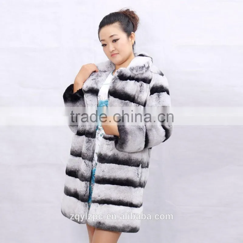 Wholesale cheap price Chinchilla Rex Rabbit Fur Jacket