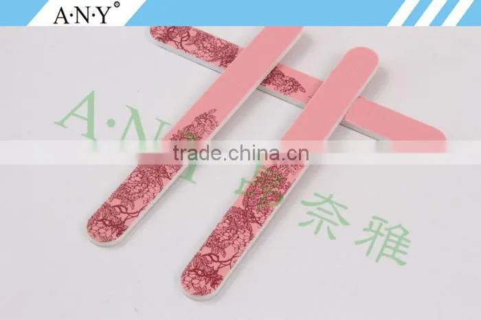 Nail Shape and Polishing Leaves Printing Pink Sandpaper Nail File Customized