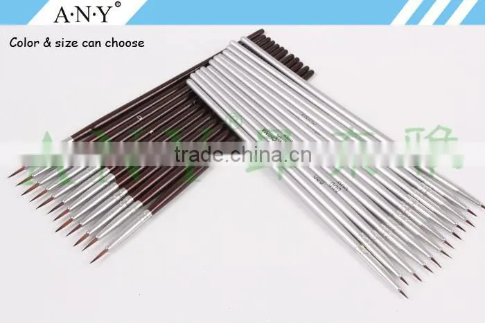 ANY Nail Art Beauty Design Wood Handle Cheap Nail Painting 12PCS Nail Brush Set