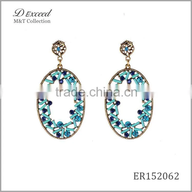 Wholesale Jewelry New Designs Ladies/Women's Ethnic Resin Earrings Oval Piercing Gold/Silver Plating Dangle Earrings