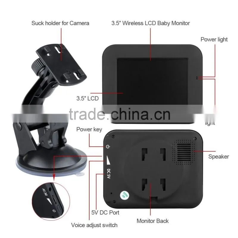 3.5 inch LCD Rechargable Battery 2.4GHz 30m Wireless Range Digital Color Video Baby Monitor IR Night version Security Camera