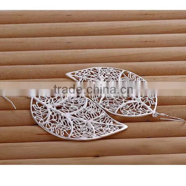 hollow silver leaf bridal new model jewelry set, beautiful jewelry set