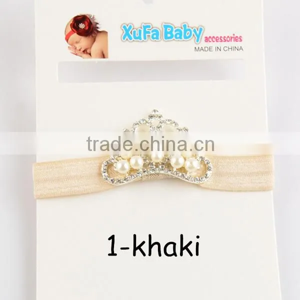 cheap pearl baby girls headband, girls princess crown headband