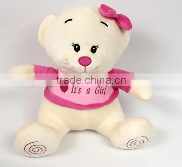 Luckiplus Hot Sale First Class Pink Girl and Blue Boy Bear Safe Technology Toy For Kids
