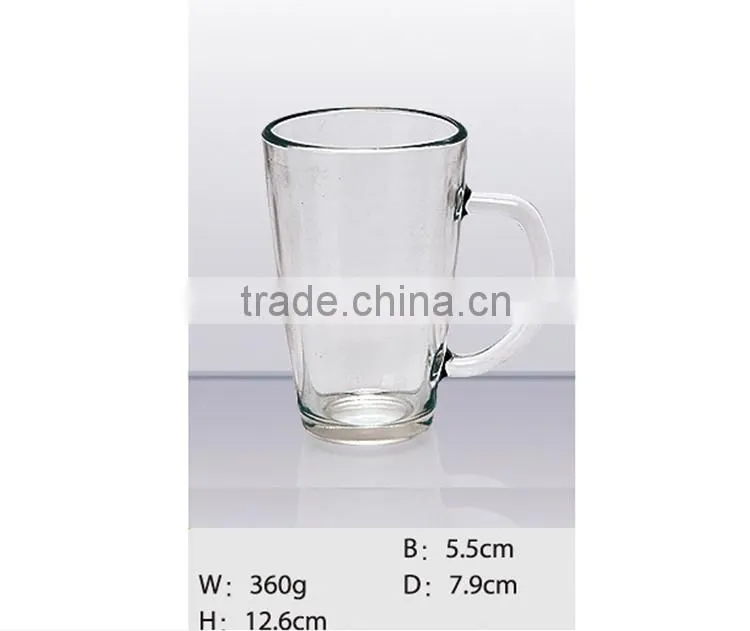 High quality glass water cup with handle