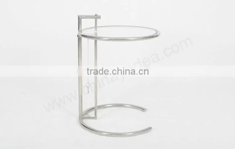 Modern small round glass table Eileen gray adjustable glass table