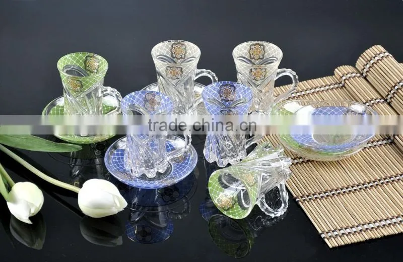 12PCS DECAL CUPS AND SAUCERS FOR COFFEE