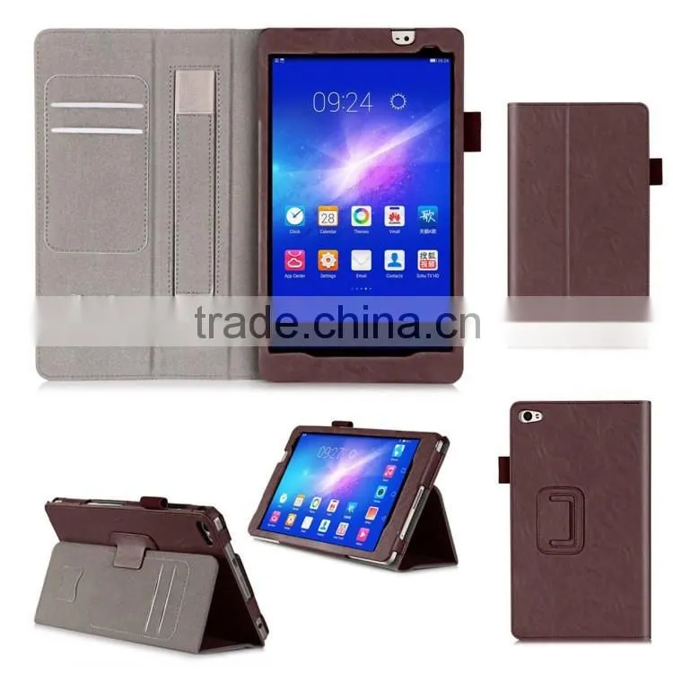 In store colorful handheld card slots fashion faux leather cover for Huawei M2 8 inch