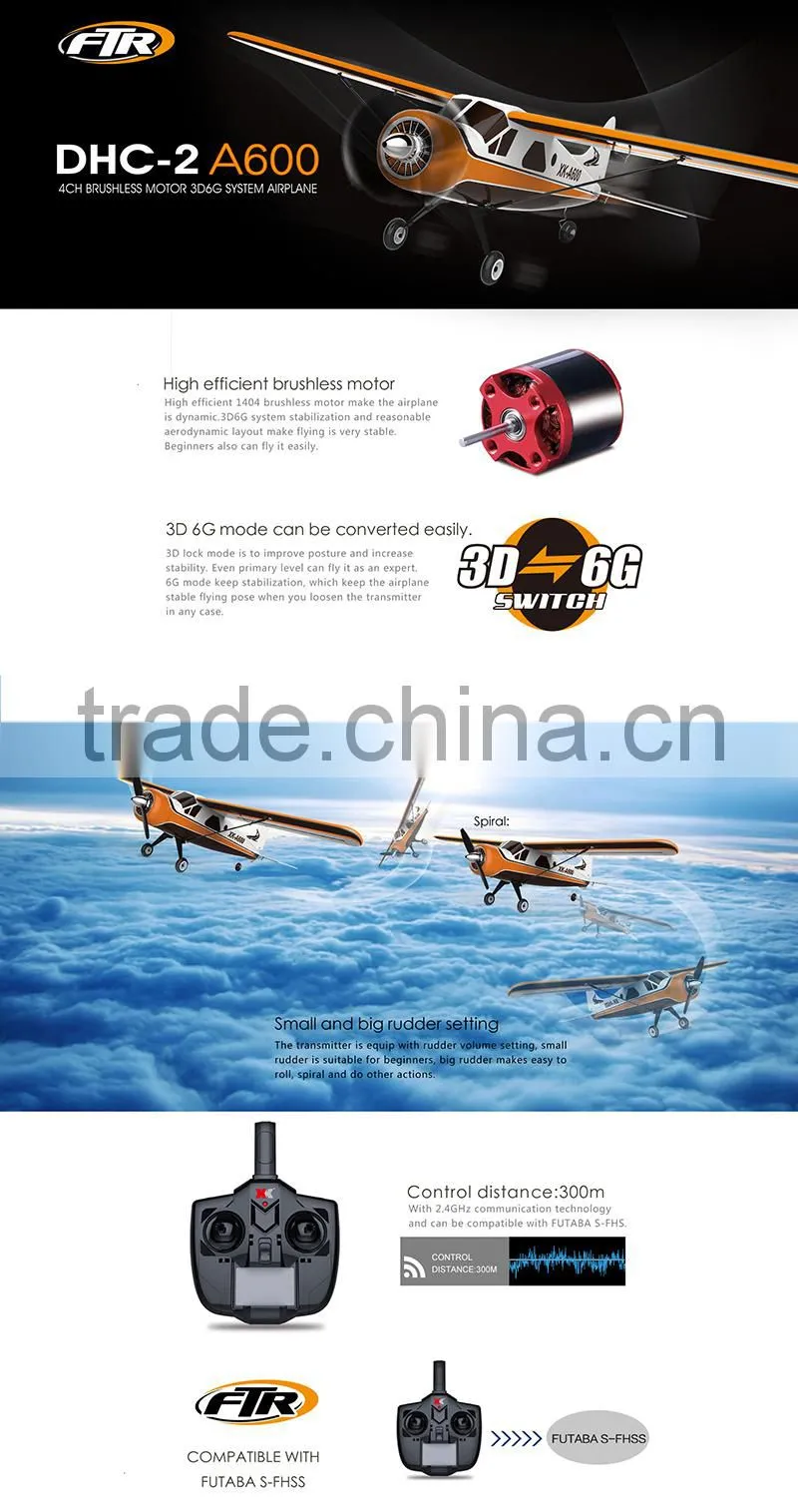 WLtoys Helicopter Toy Model XK A600 5CH 3D6G system brushless motor RC airplane compatible with FUTABA RTF